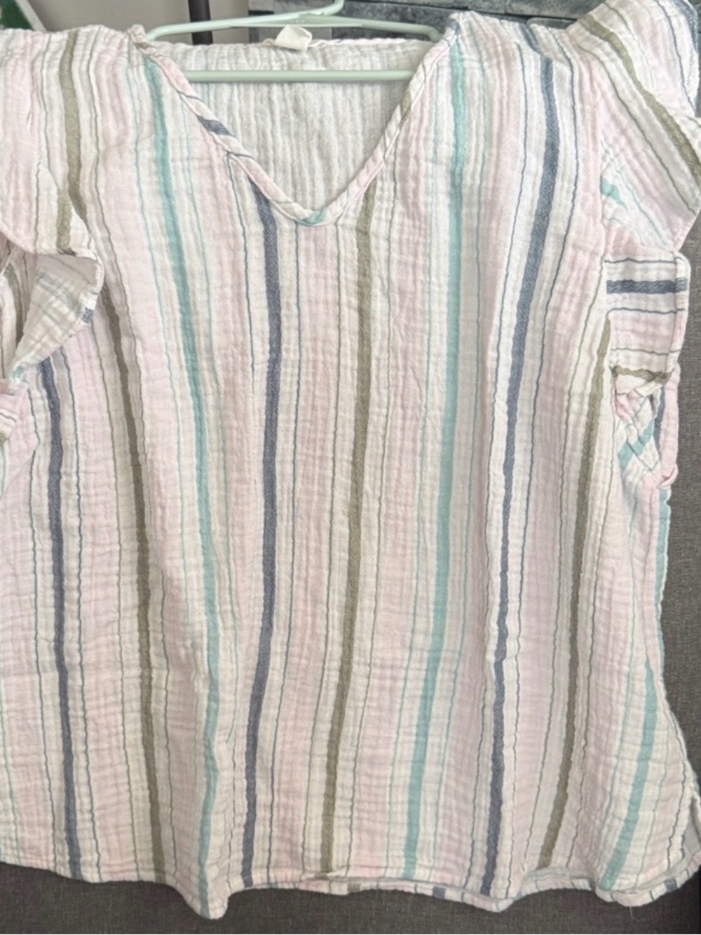 Caslon Pastel Multi-Stripe V-Neck Blouse